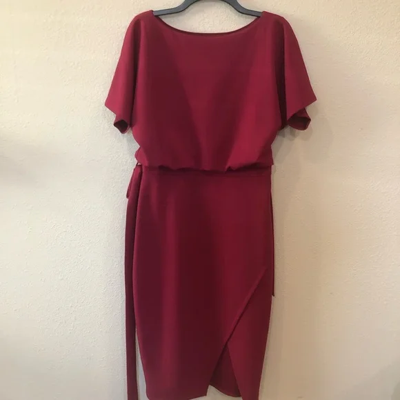 Kensie | Dresses | Kensie Blouson Split Wrap Burgundy Dress Women Size 8 |  Poshmark